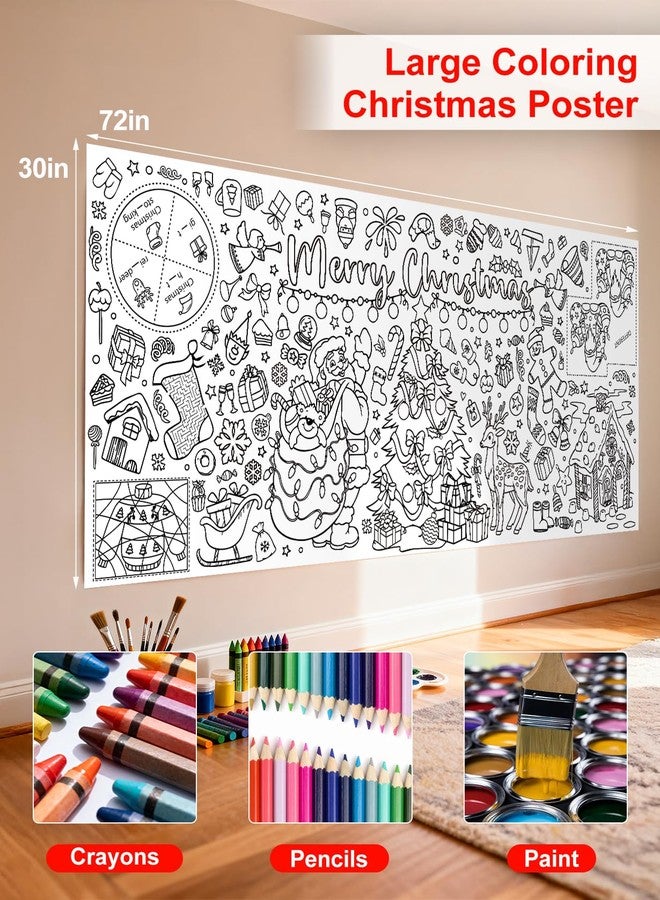 Diltik Christmas Giant Coloring Poster/Tablecloth- 30 x 72 Inch Jumbo DIY Poster with Santa & Reindeer - Holiday Arts Crafts, Winter Party Games, Classroom Activities Coloring Poster - Image 5